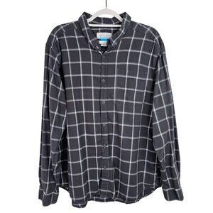 Men's COLUMBIA Cotton Long Sleeve Button Up Down Shirt GRAY Plaid size XL Casual